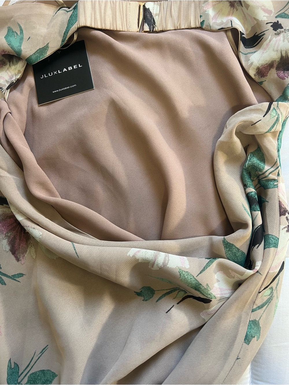 JLUXLABEL Blush Floral Strapless Maxi Dress Romantic Garden Party NWT Size S - Picture 13 of 15